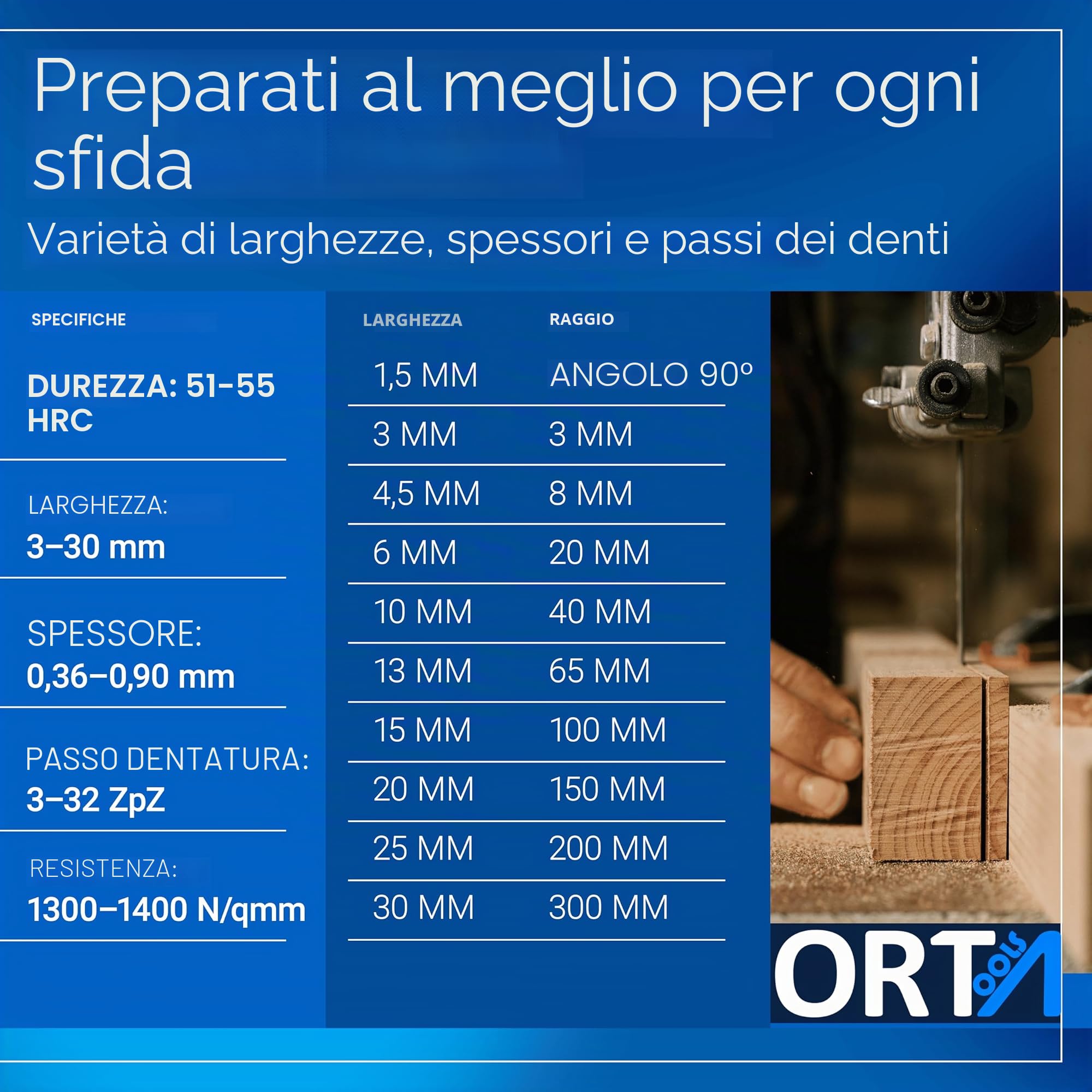 3 lame per sega a nastro per legno, 2320 mm, per Einhell TC-SB 305 U (2320 x 20 x 0,60 x 6)