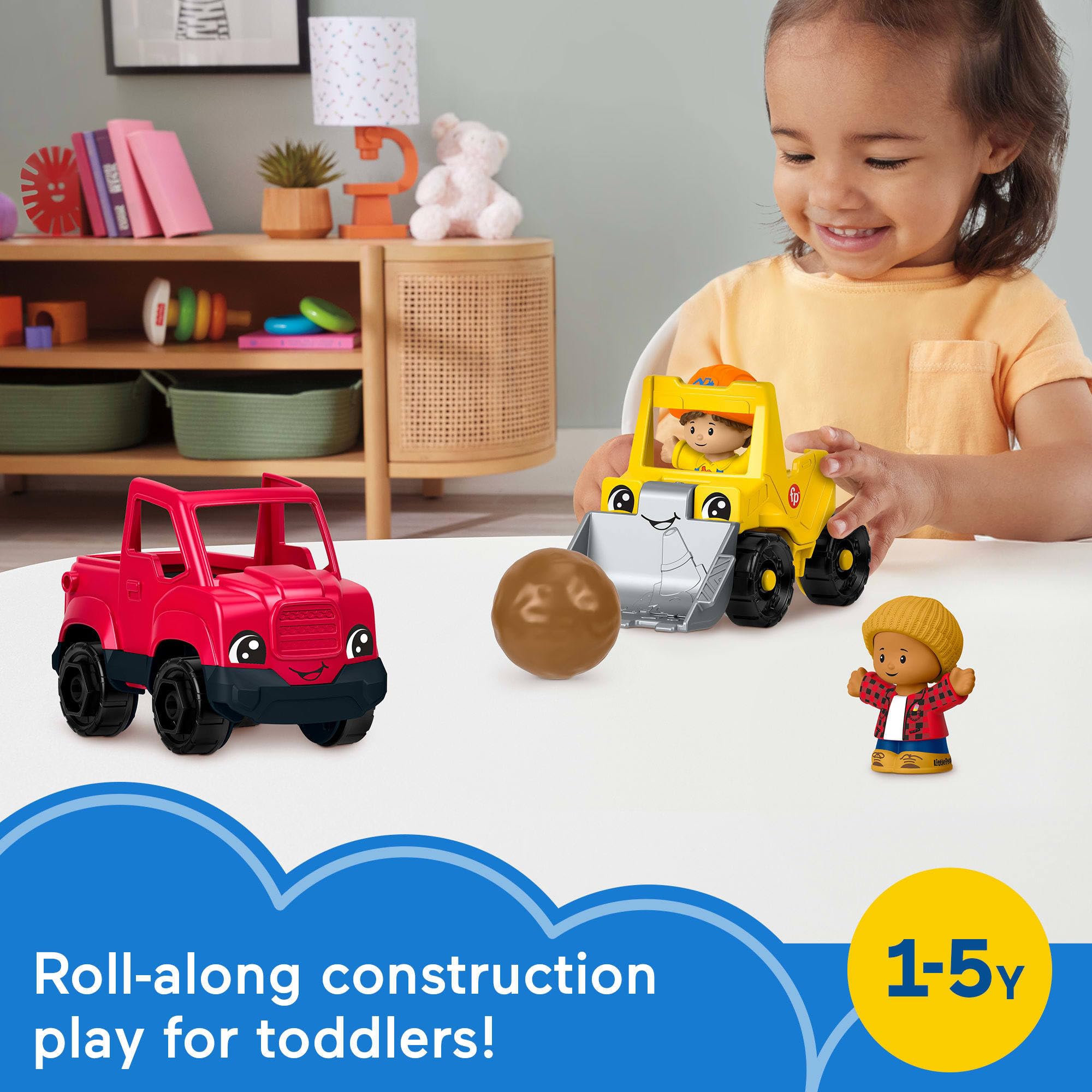 Fisher-Price Little People Kleinkind-Spielzeug, Arbeit Around Town, 5-teiliges Fahrzeug- und Figuren-Set für Kinder ab 1 Jahren