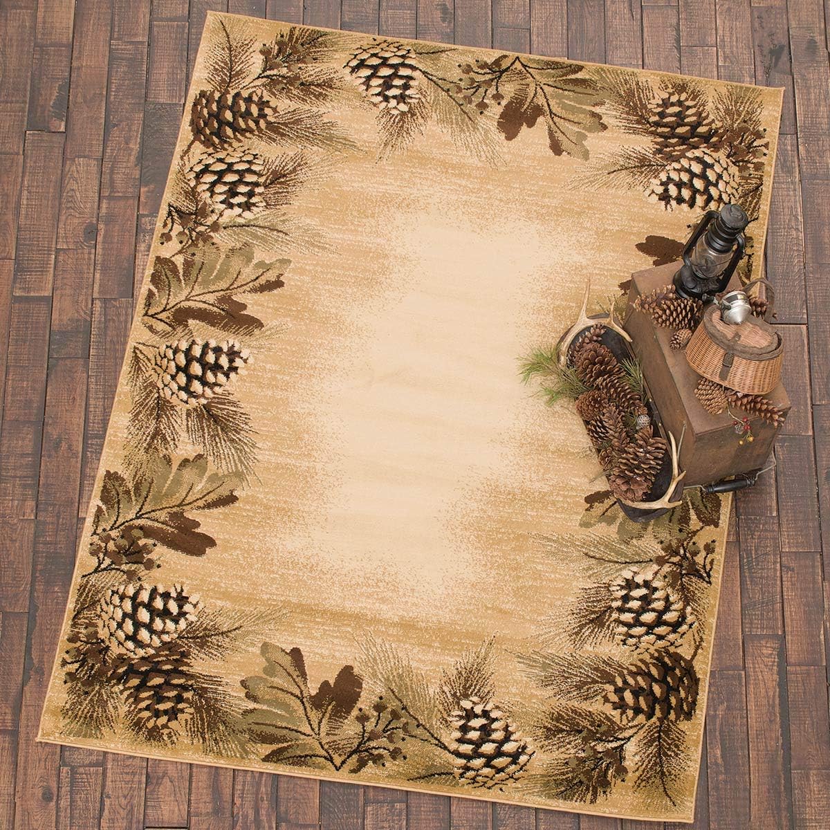 BLACK FOREST DECOR Misty Pinecones Rug - 8 x 10, Polypropylene, Indoor Area Rug, 10" W x 9