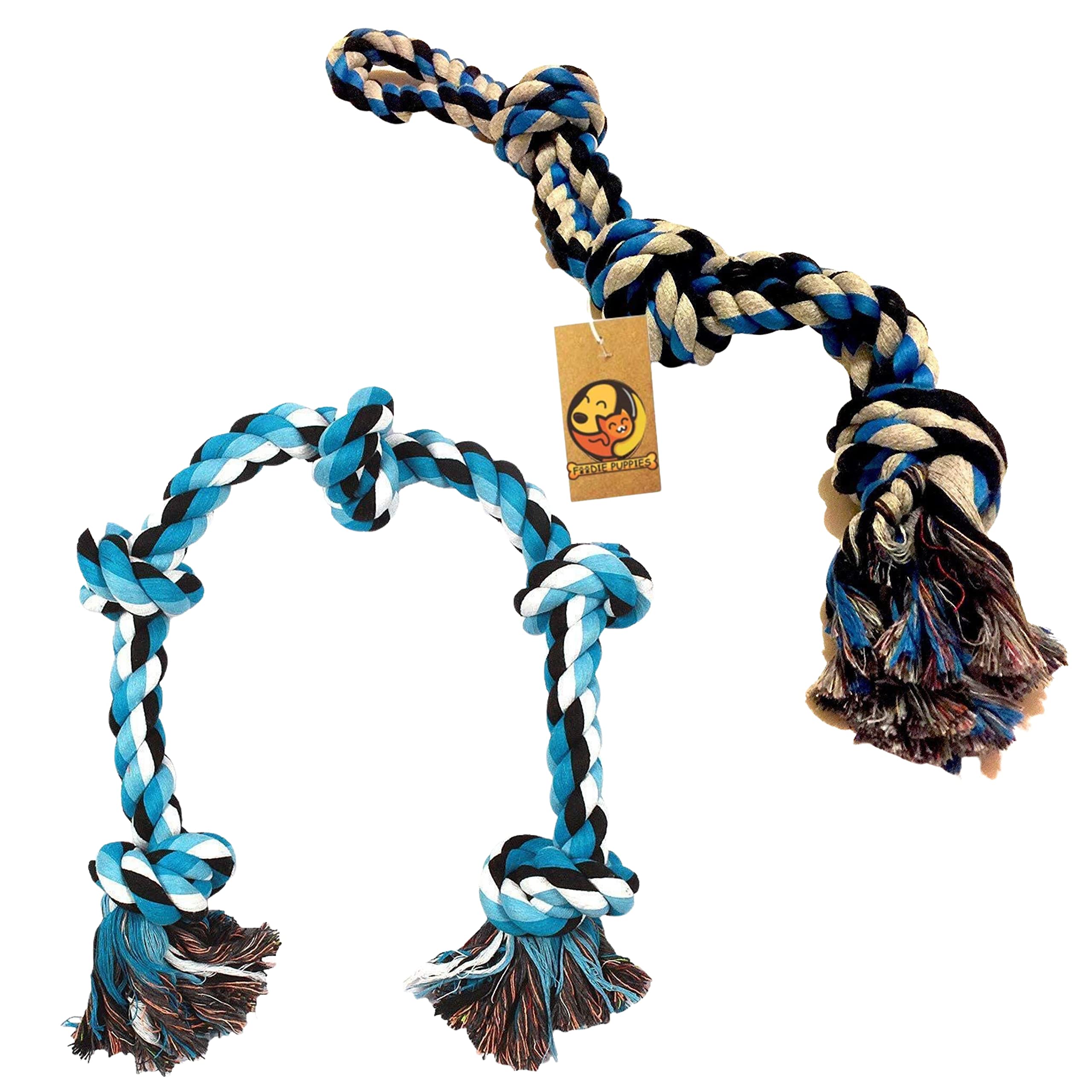 Foodie Puppies Cotton Dog Rope Toy for Aggressive Chewers, Tough Tug of War Large Dog Toys with Knots, Durable Cotton Rope Dog Chew Toy for Medium and Big Dogs- Washable (3 Knot Heavy + 5 Knot) (B0BZJ9R3QK) Amazon Price History, Amazon Price Tracker