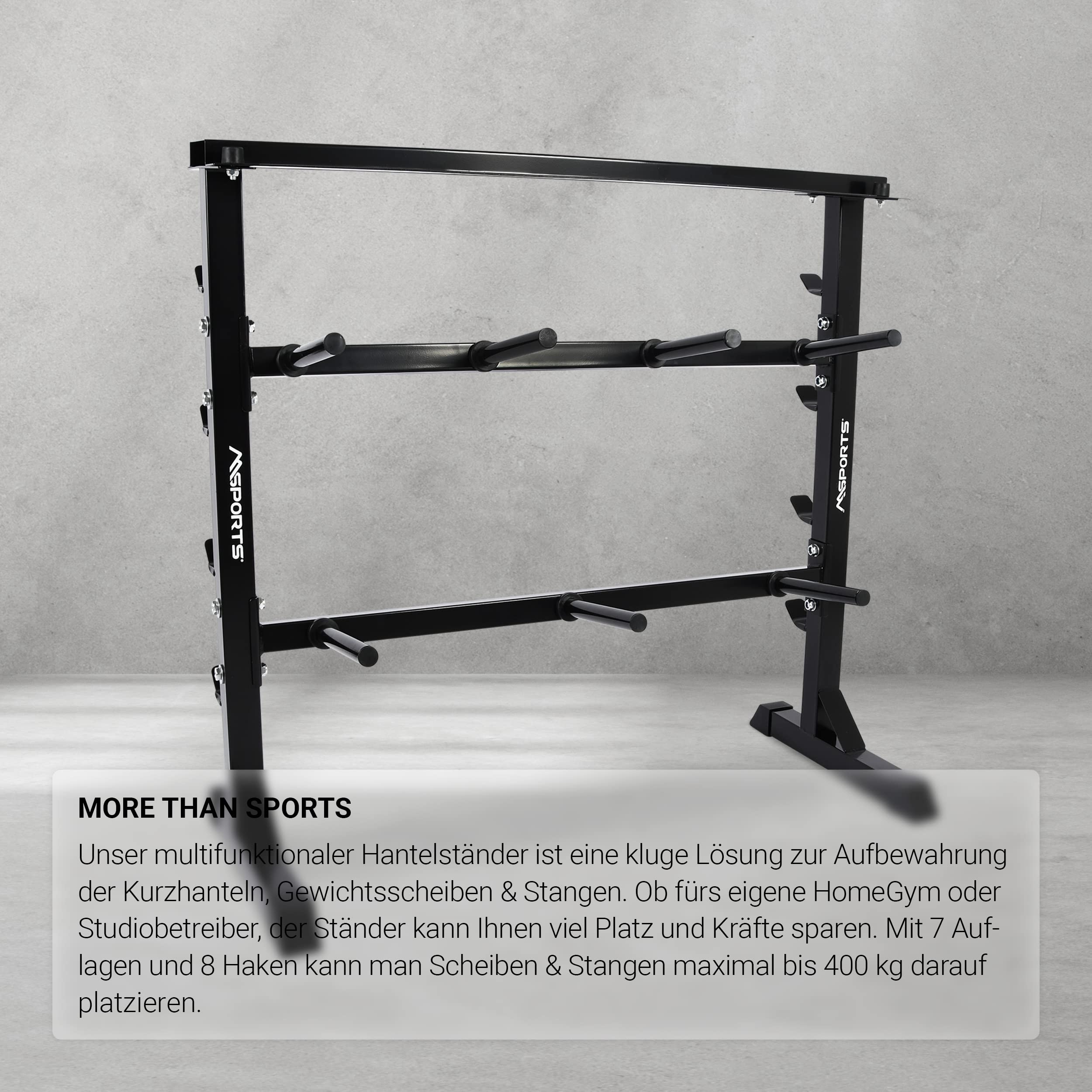 MSPORTS Hantelablage Premium Hantelständer Kurzhantelablage aus Stahl bis 400 kg belastbar - Langhantelablage Langhantelständer Gewichteständer