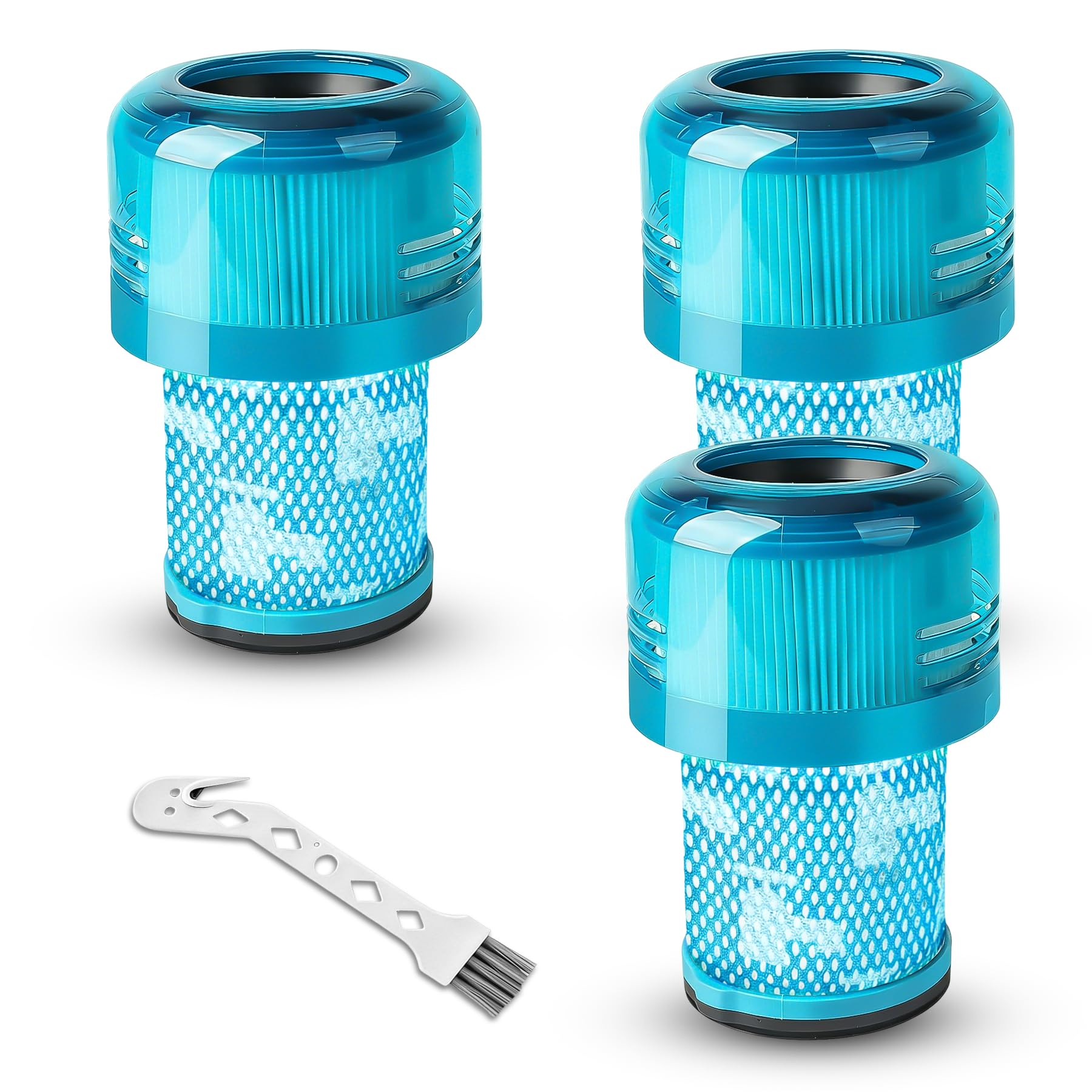 3 Pezzi Filtro per Dyson V12 Detect Slim, Absolute Extra/Total Clean/Fluffy Aspirapolvere, HEPA Filtri di Ricambio per Aspirapolvere, Ricambio #971517-01, con 1 Spazzola per la Pulizia