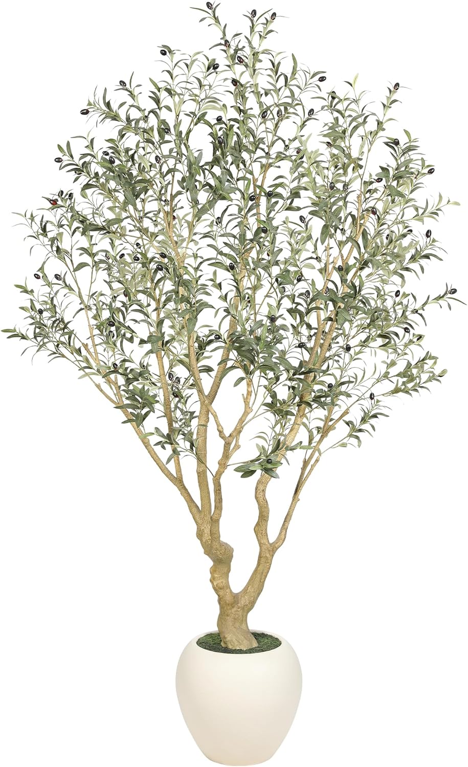Olive Trees Artificial Indoor - 7FT Faux Olive Tree with 15" Exquisite Planter, Natural Trunk and Lifelike Leaves, Tall Fake Olive Tree for Home Office Living Room Decor