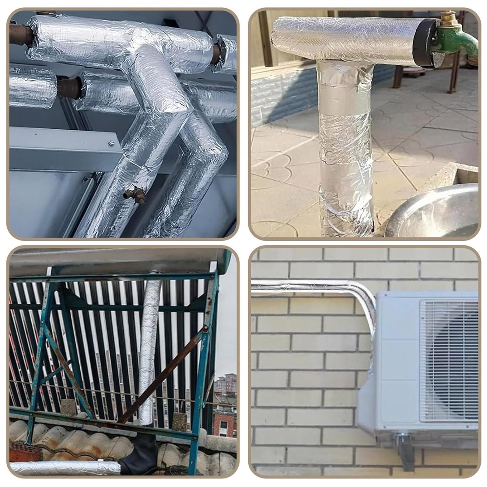 95cm Guaina Isolante in Gomma, Tubo Isolante Antigelo per Esterni, Isolante per Tubi in Foglio di Alluminio Autosigillante, per Tubi dell'Acqua Fredda e Calda(TK 30mm/1.2",ID 110 mm/4.3")