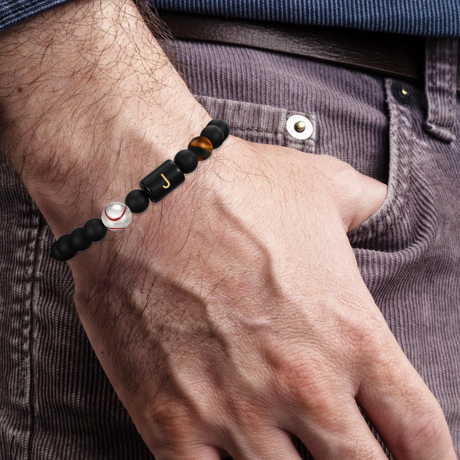 Easter Basket Stuffers-Baseball Gifts for Boys Men Coach Team Kids Player Initial with A-Z Letter Baseball Beaded Bracelets Party Favors Accessories Adjustable 5.5''-10'' Jewelry Gifts - Image 6