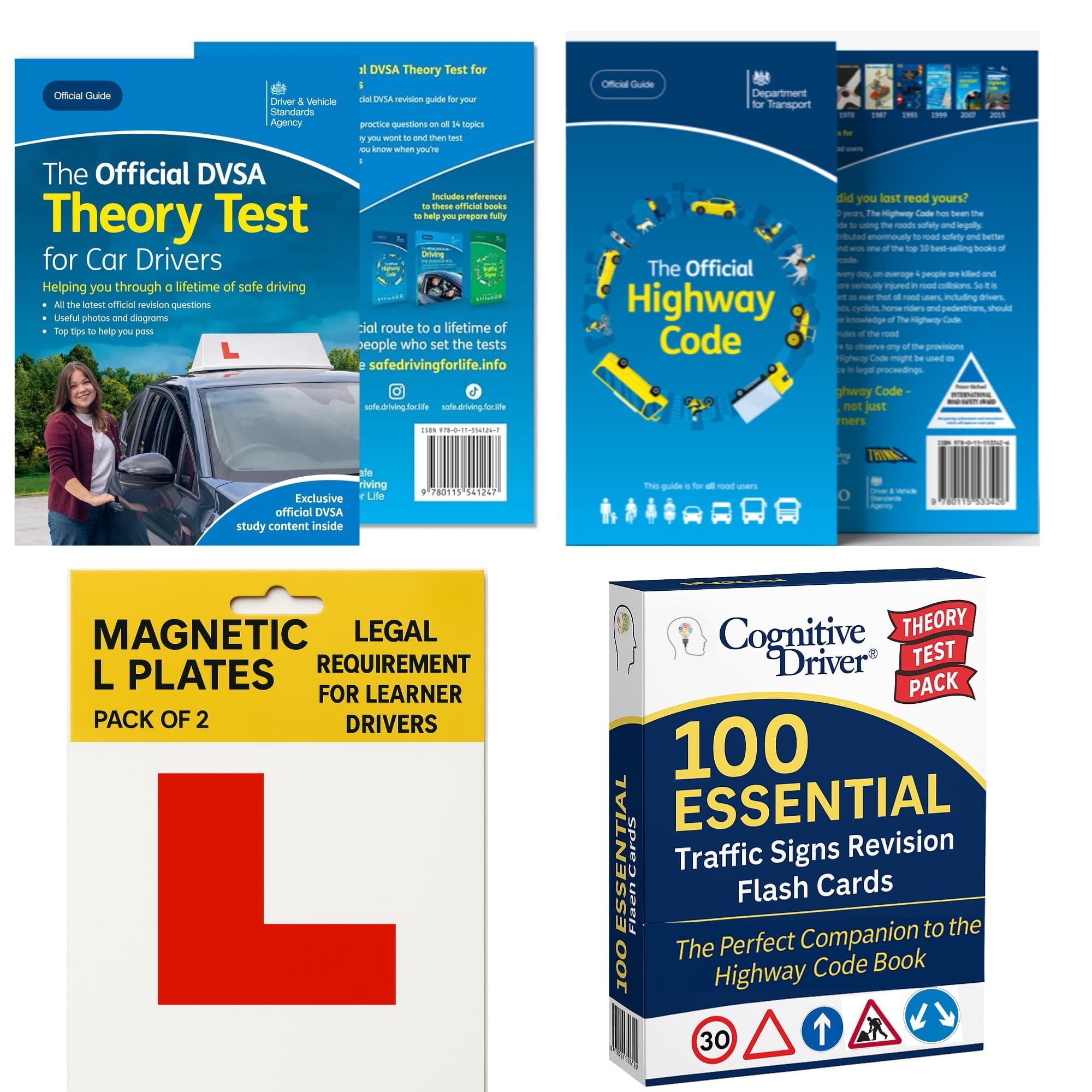 2025 UK Driving Theory Test Kit β Highway Code Book, Driving Theory Test Book, Road Signs Flash Cards & L Plates for Learner Drivers.