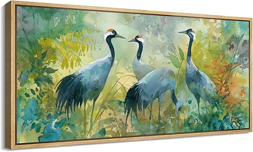 Miniatura 15 de MUDECOR Lienzo enmarcado extra grande para pared, tonos neutros suaves, naturaleza, vida silvestre, antiguo, retro, bellas ilustraciones,