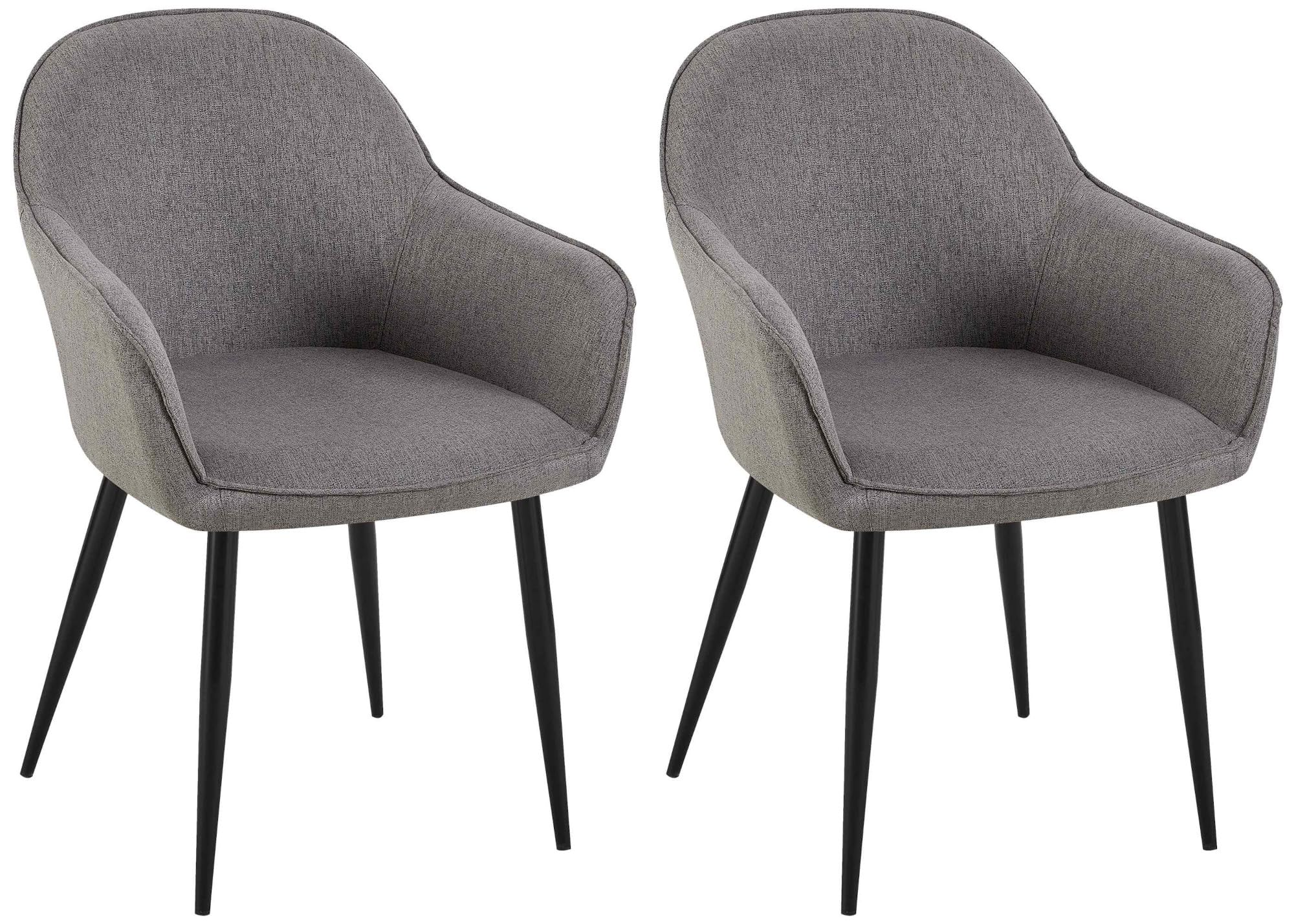 CLP Set de 2 sillas de Comedor Boise en Tela con Base metálica I Juego de 2 butacas de salón con reposabrazos & Respaldo, Color:Gris Oscuro