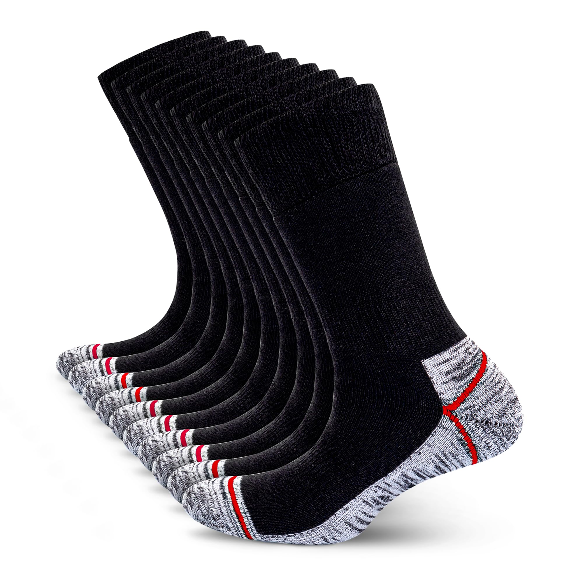 Metrium 10 paia Calze da lavoro lunghe di cotone, resistenti con punta e tallone rinforzati, calze da uomo in spugna. Calze Frottee, Unisex.