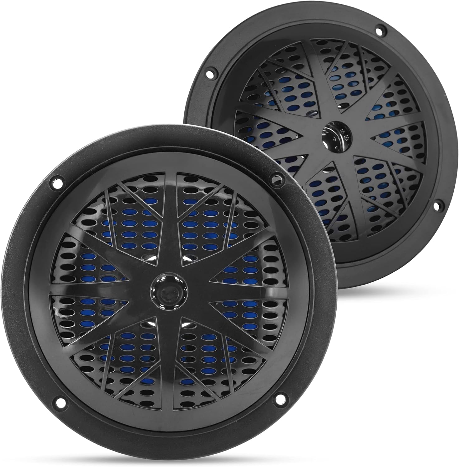 Pyle 5.25 Inch Dual Marine Speakers - 2 Way Waterproof and Weather Resistant Outdoor Audio Stereo Sound System with 100 Watt Power, Polypropylene Cone and Cloth Surround - 1 Pair - PLMR51B (Black)