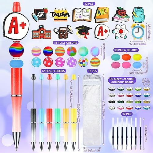 Miniatura 2 de 12 bolígrafos con cuentas a granel con cuentas de silicona coloridas para hacer bolígrafos, kit de escritura suave con cuentas para mujeres, niños,