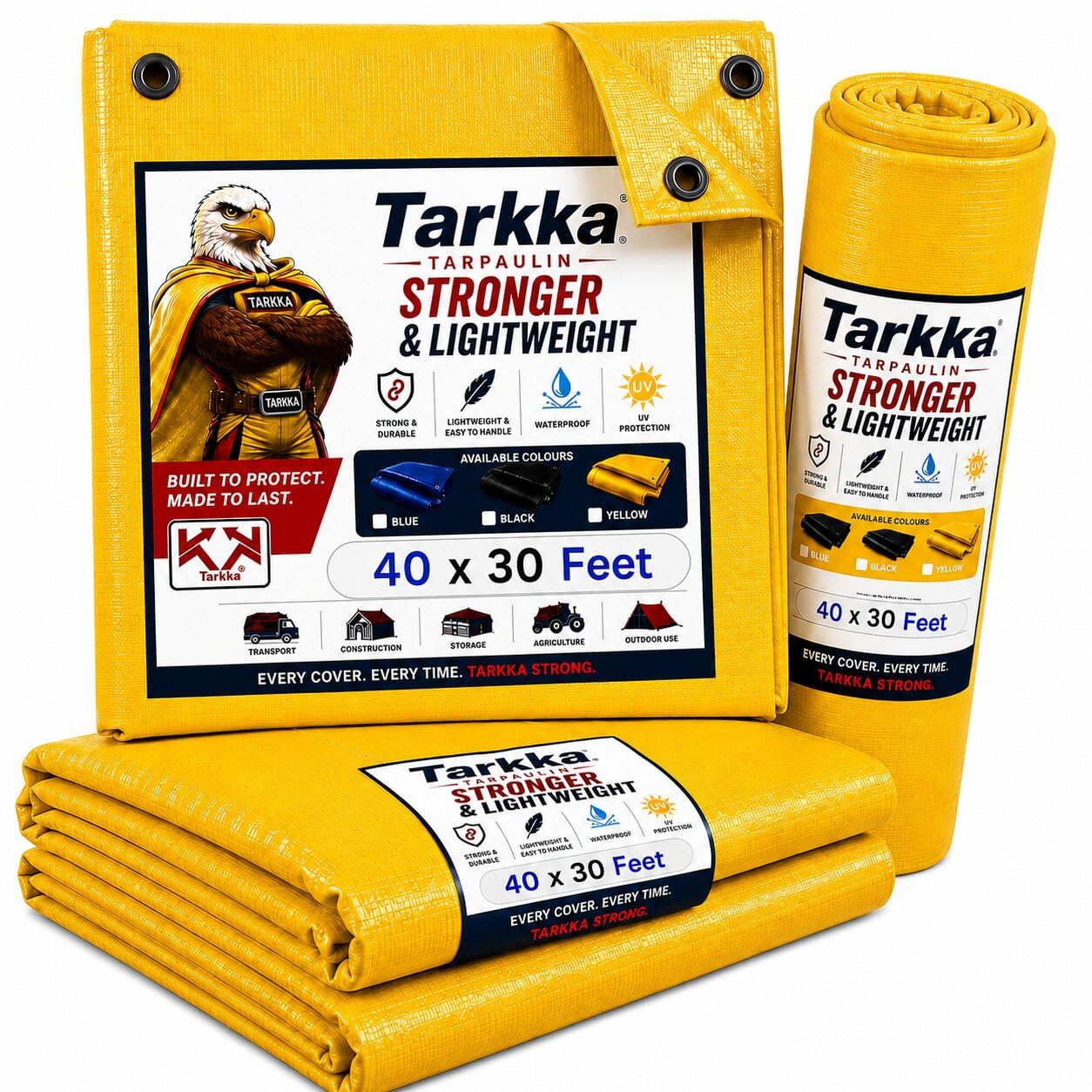 Tarkka 18x15ft Blue Tarpaulin Sheet, 120 GSM Virgin Waterproof Tirpal/Tadpatri Cover with Reinforced Eyelets & UV Protection for Home, Farm & Truck, 1 Sheet — Amazon image 11