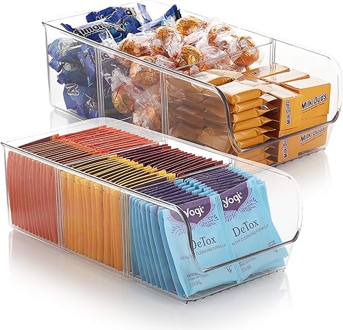 StorageBud Organización y almacenamiento de despensa  Contenedores organizadores de refrigerador  Contenedores organizadores apilables transparentes