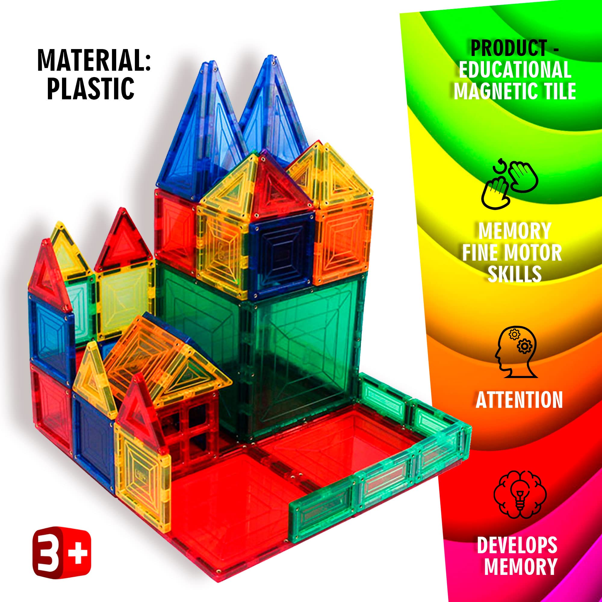 Juego De 100 Piezas De Azulejos Magnéticos Transparentes Neobloc - Para Niños, Creatividad Y Aprendizaje