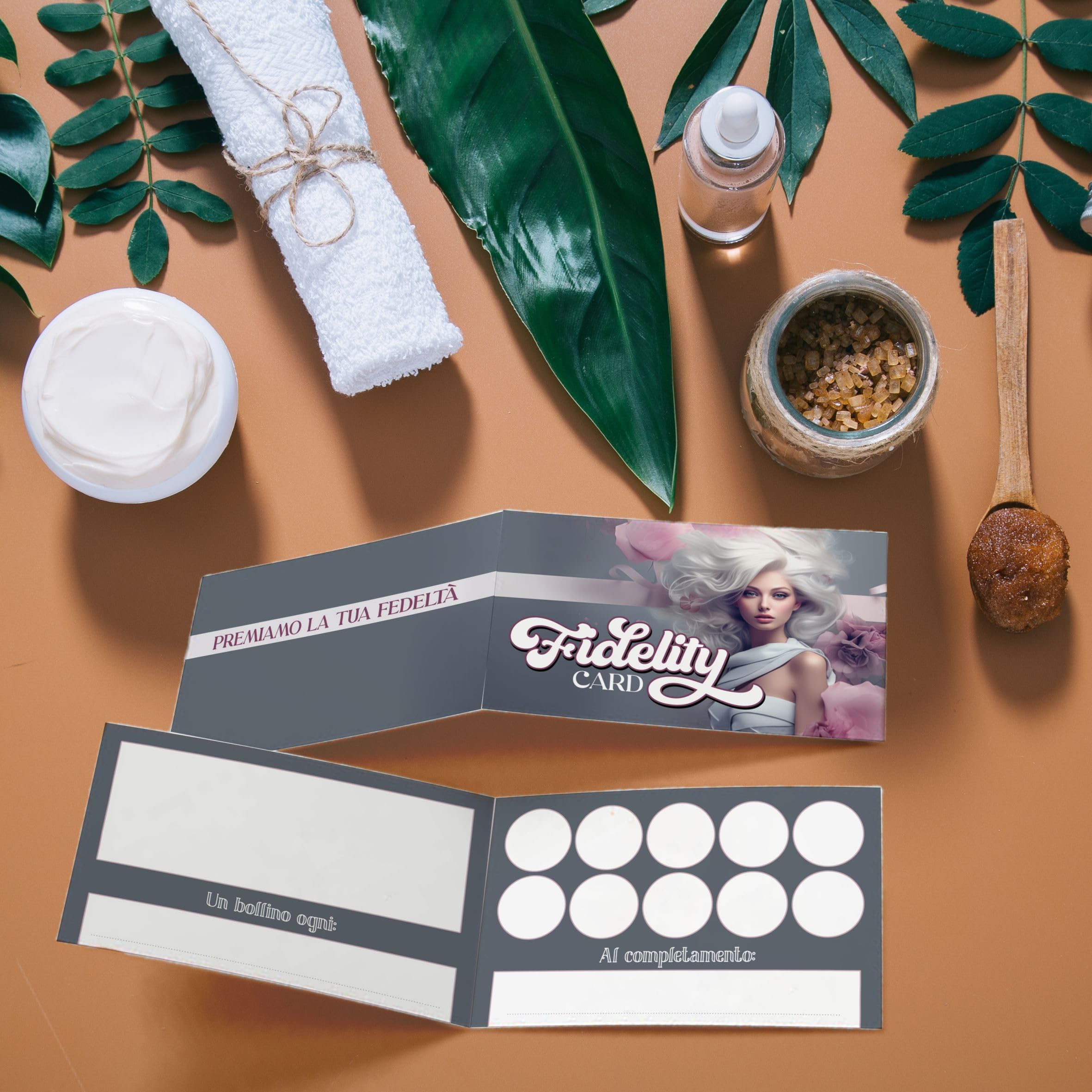 GHIBLI 50 Tessere Fedeltà + 500 Bollini a Colori Inclusi Fidelity Card per Parrucchieri e Centri Estetici