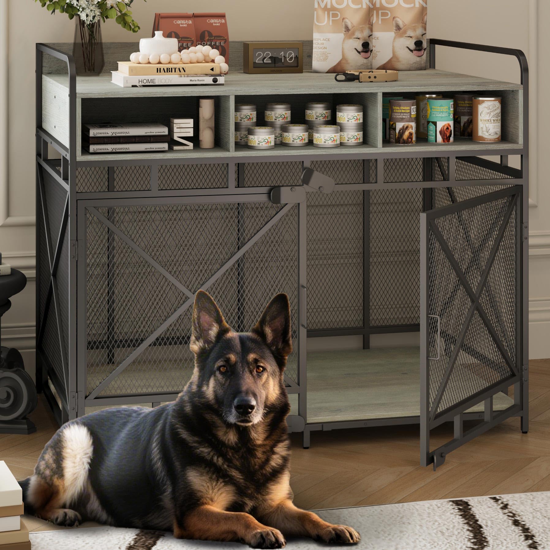 Fulhope 48 Inch Heavy Duty Wooden Dog Crate End Table