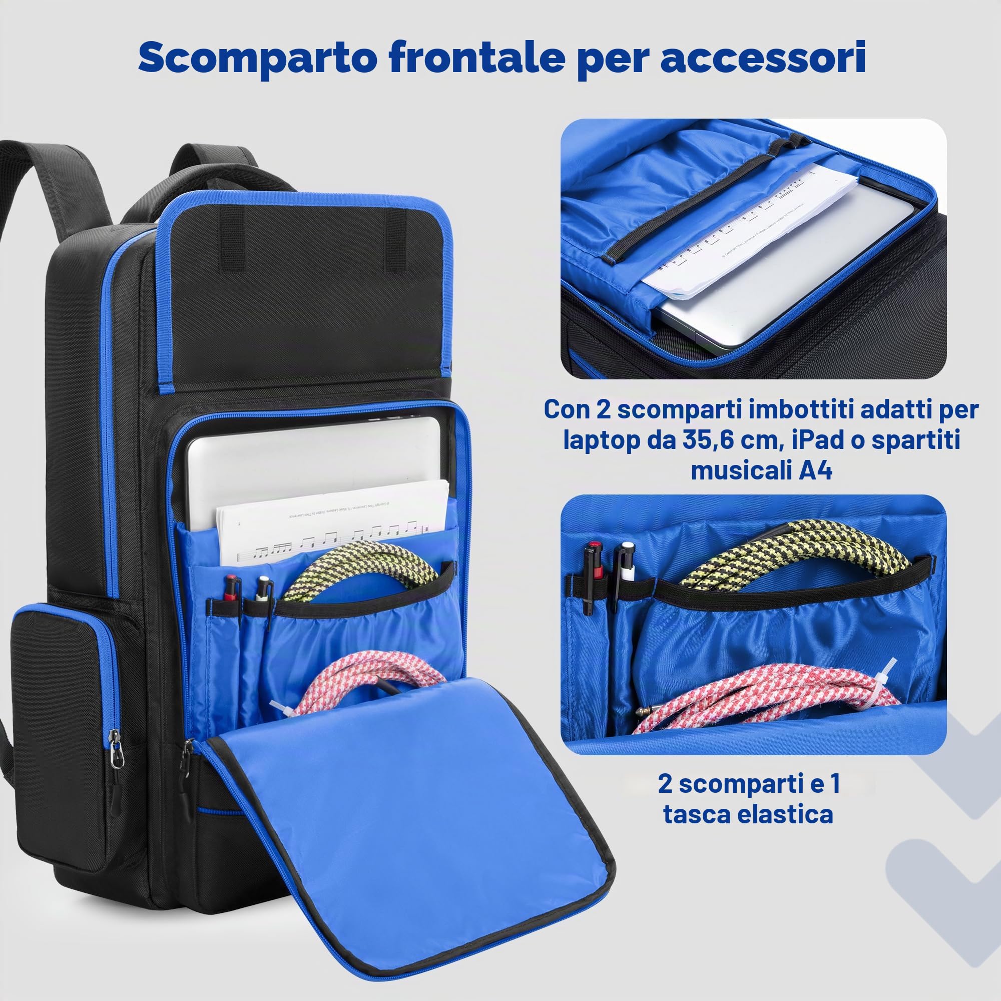 Rexmica Zaino per Pedaliera Chitarra, Custodia per Pedali per Effetti | Compatibile con Boss GT-1/ME-80/ME-90/GX-100/GT-1000, con Scomparti per Laptop, Cavi e Altri Accessori