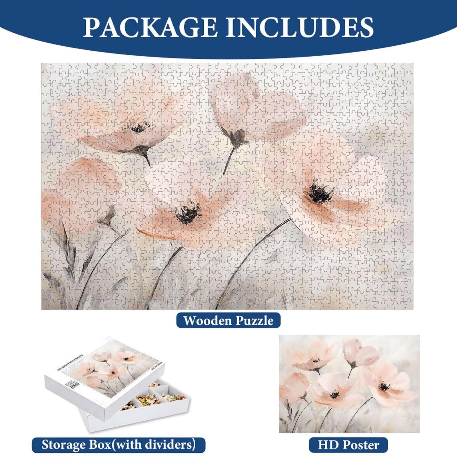 5000 Teile Puzzle für Erwachsene, Rosa & Blume Holz Puzzle 1T#1208