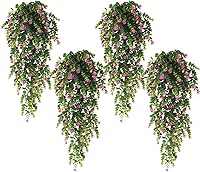 Vista 21 de RECUTMS Plantas colgantes de imitación, 4 unidades, resistentes a los rayos UV, realistas, helecho boston, gran drapeado, vegetación falsa, hiedra