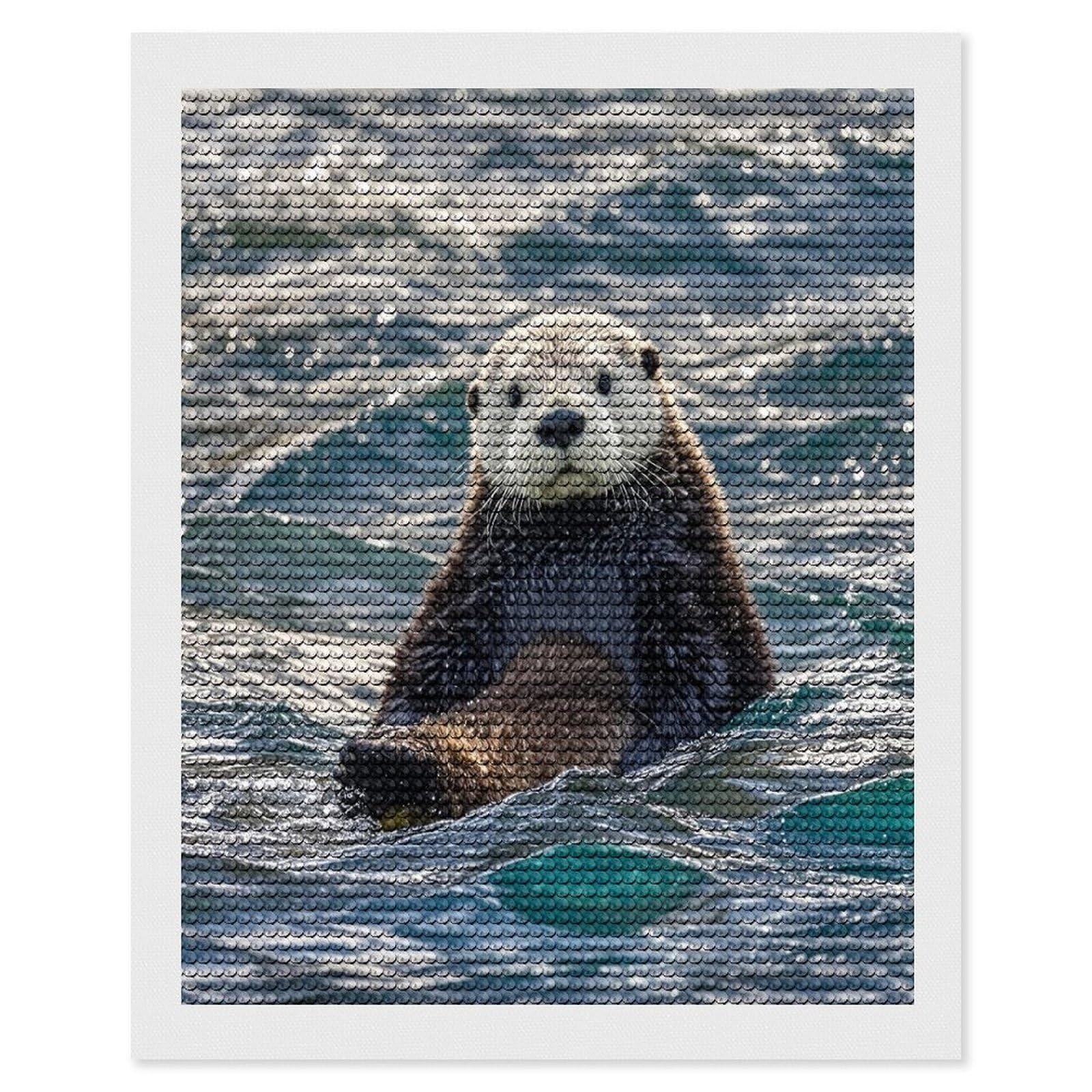 FekiLoot Sea Otter Diamond Painting Kits for Adults Round Paint with Diamonds Pictures Gem Art Painting Kits Personalized Diamond Art Full Drill for Beginners Home Wall Decor