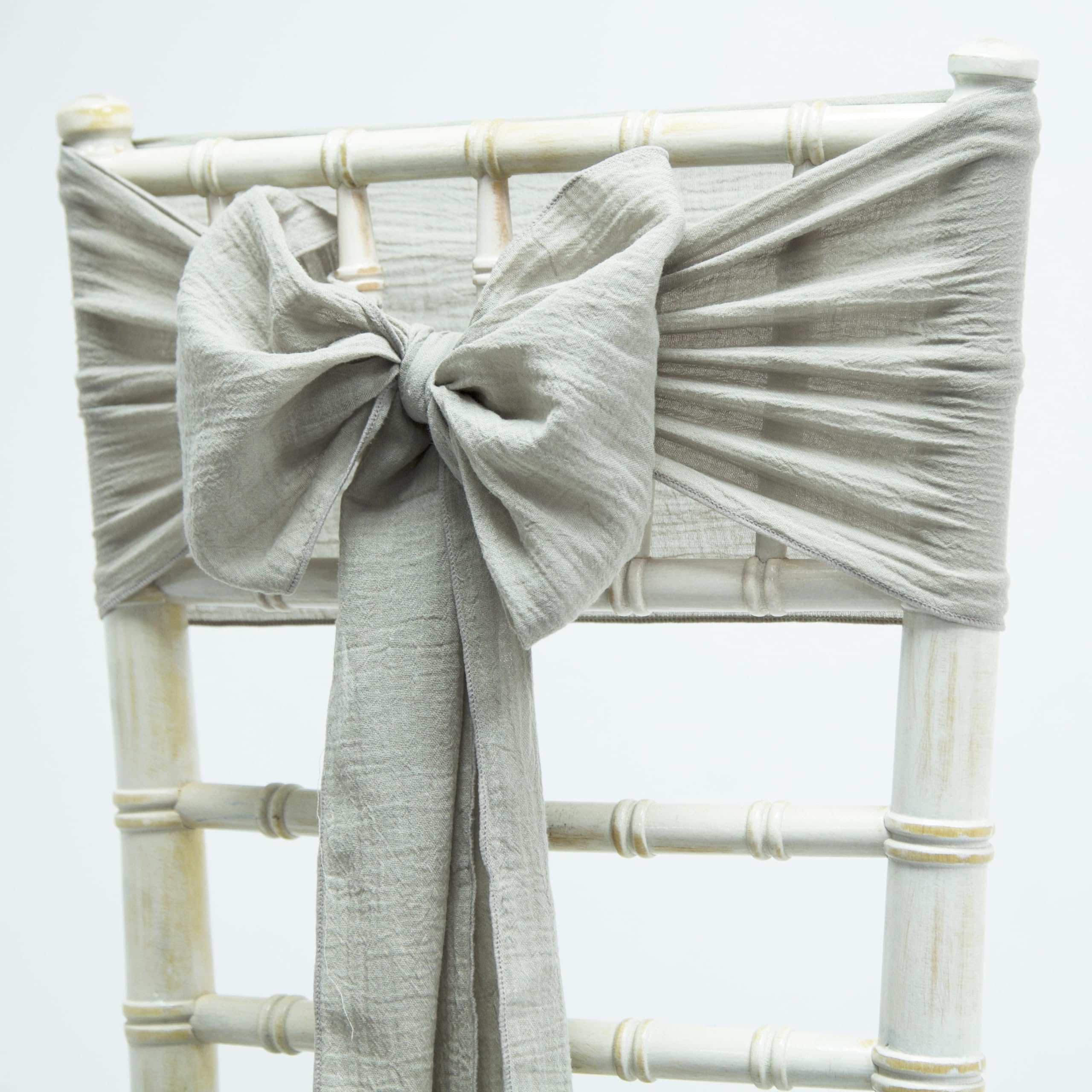 Decor Essentials Light Grey Cheesecloth Chair Sash For Rustic Wedding Chair Covers Chiavari Chairs (Light Grey)