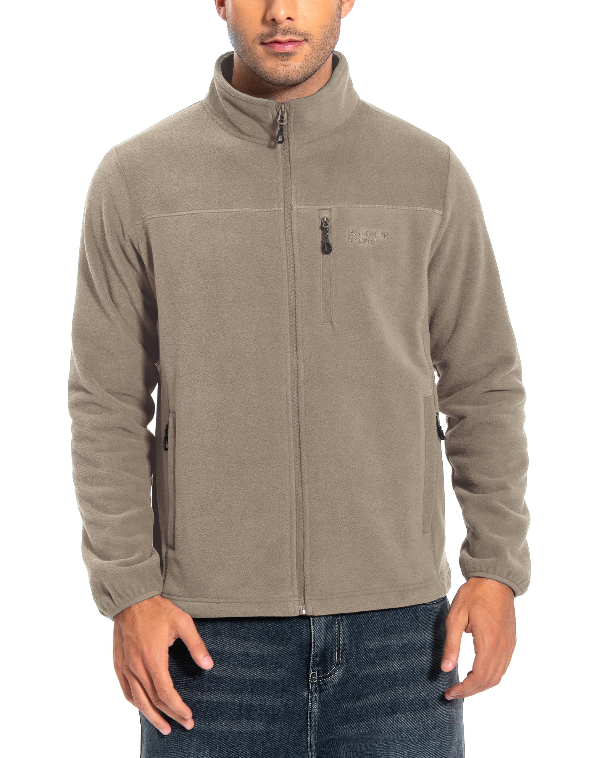 Pioneer Camp Giacca in pile da uomo Full Zip Outdoor Polar, leggera, antivento, con chiusura lampo