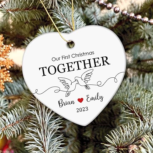 Miniatura 2 de Adorno de primera Navidad juntos 2023, adorno de primera Navidad, adorno de pareja regalo para aniversario de citas, adorno de cerámica