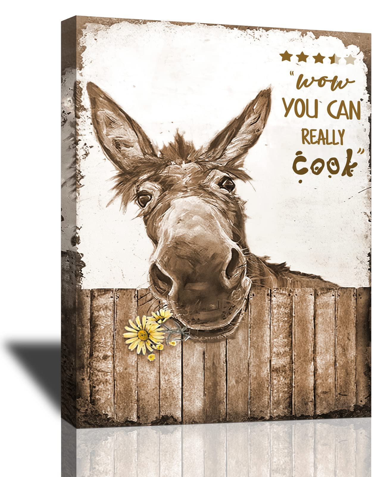 Tijuboni White Farmhouse Kitchen Decor Wall Art Funny Kitchen Signs Black And Canvas Funny Donkey Animal Pictures Rustic Farmhouse Style Wall Decor For Kitchen Dinningroom Farm Kitchen Framed Artwork 12"X16"