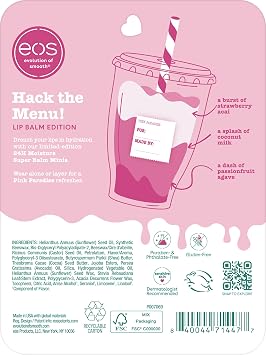eos 24H Moisture Super Balm Mini-Pink Paradise, Limited Edition, Nutrition, Dry Lip, Variety Pack Mini, Lip Balm, 1.8 Fluid Ounce, 3 Pack
