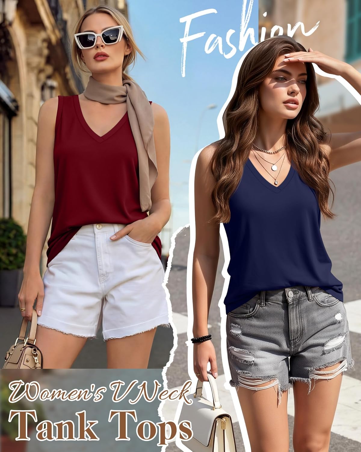 Huukeay 3 Pack Women's Tank Tops V Neck Loose Fit Casual Sleeveless Shirts Summer Flowy Trendy Basic Tee 2026 Fashion - Image 3