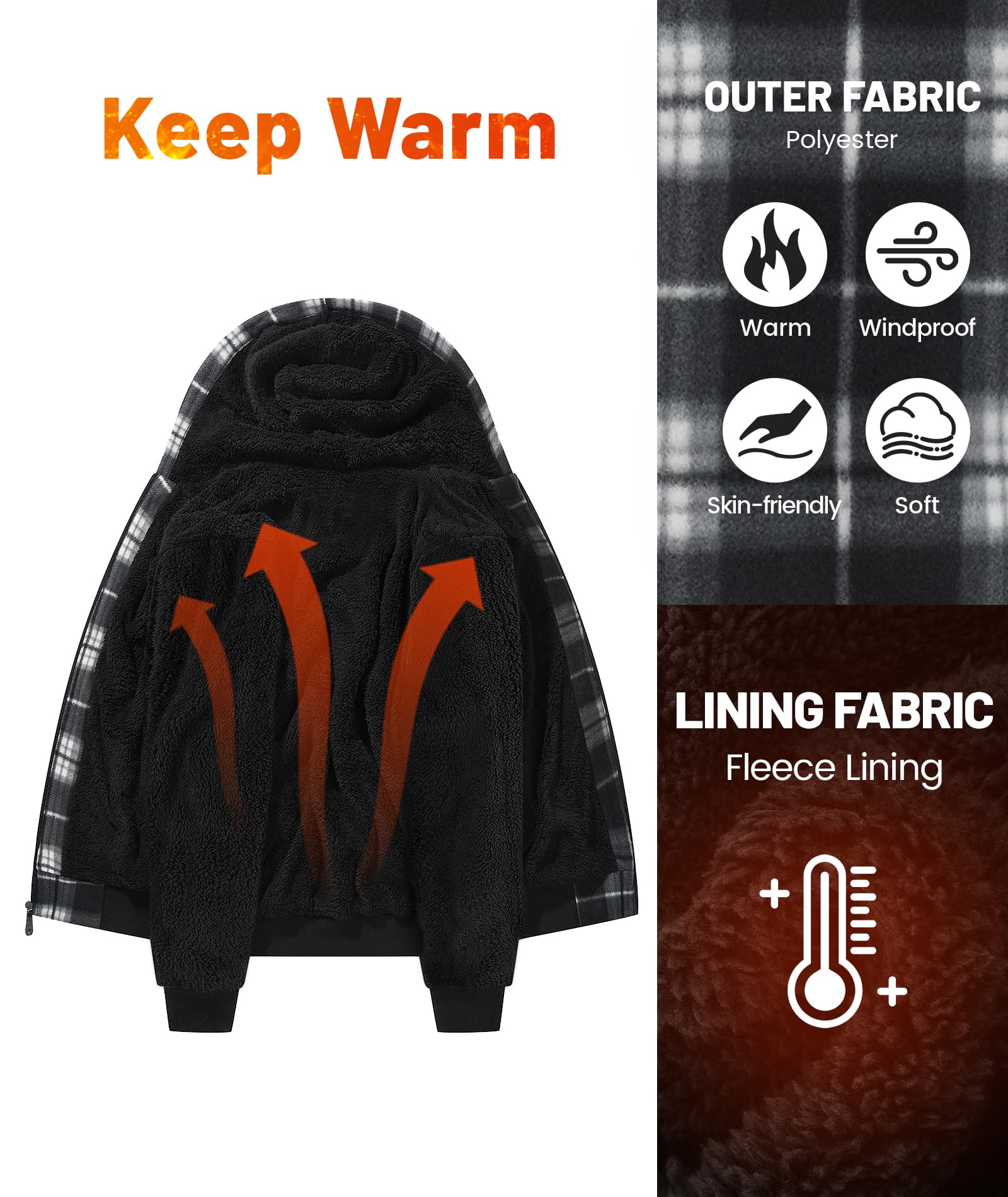 geeksport geeksport geeksport geeksport Felpa da Uomo con Cappuccio e Full Zip Fleece Hoodies for Men Sportive Inverno