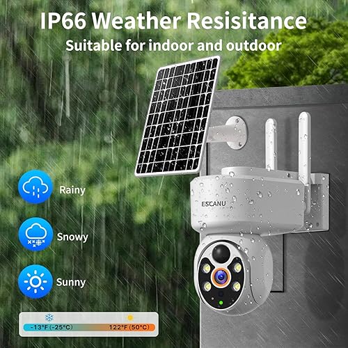 Miniatura 9 de Sistema de cámaras de seguridad inalámbricas para el hogar, cámaras PTZ de energía solar para exteriores, detección de movimiento, visión nocturna,