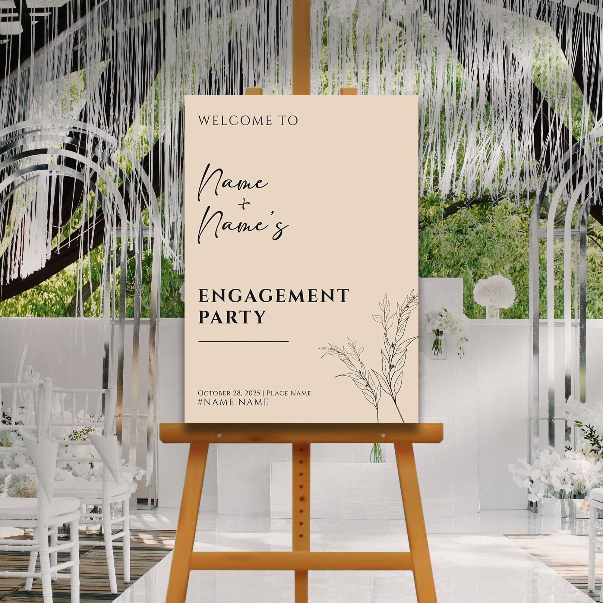 Boho Engagement Party Welcome Sign, A1, A2, A3 or A4, Engagement Party Signs, Engagement Decorations, Classy Modern Engagement Party Sign