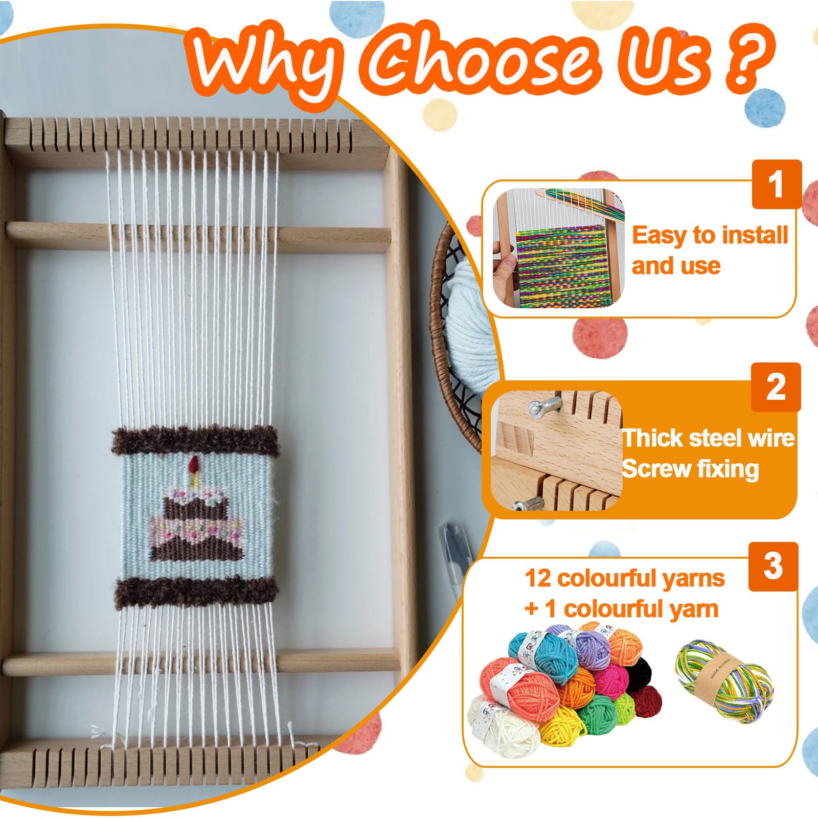 Métier à Tisser En Bois,Cadre à tisser pour enfants, Machine à Tricoter à la Main Bricolage avec 12 couleurs de fil,peigne à tisser,ciseaux,DIY Tissage Ouvrage pour débutants Et Enfants de 4 à Métier à Tisser En Bois,Cadre à tisser pour enfants, Machine à Tricoter à la Main Bricolage avec 12 couleurs de fil,peigne à tisser,ciseaux,DIY Tissage Ouvrage pour débutants Et Enfants de 4 à