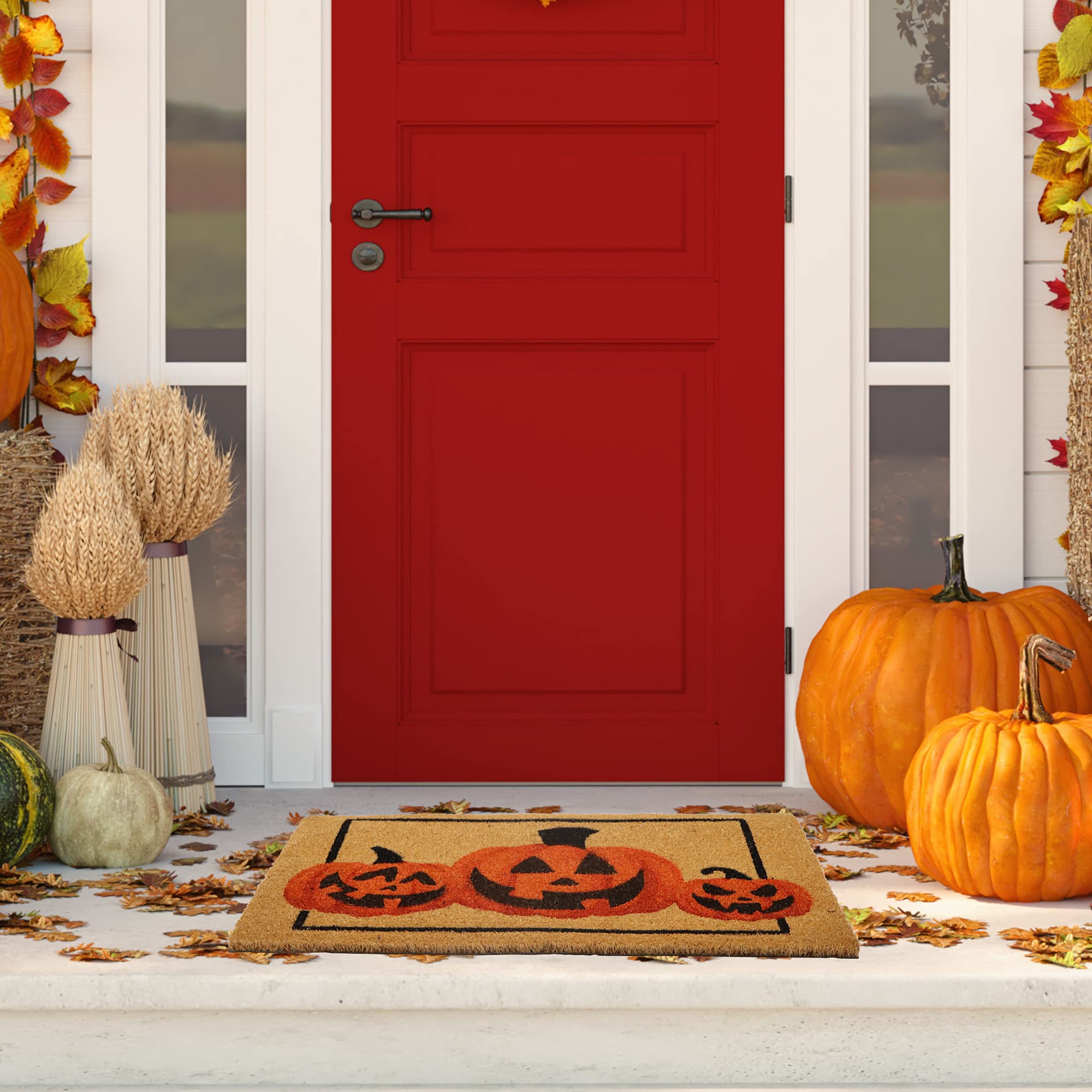JOYIN Halloween Pumpkin Doormat - Spooky Front Door Decor -6