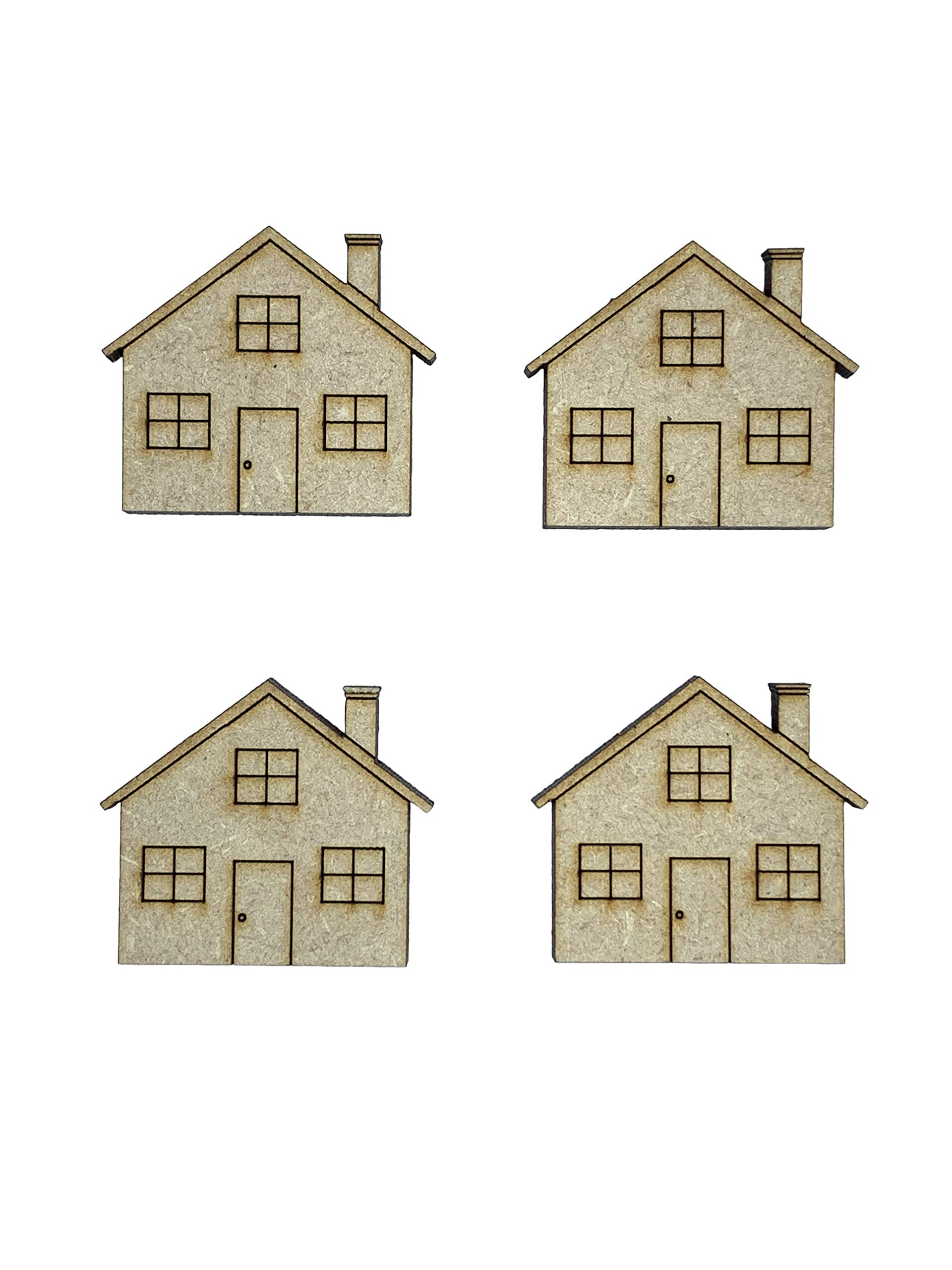 The Crafty Cow 16X House With Detail Windows 3Cm Wood Craft Embelishments Laser Cut Shape Mdf