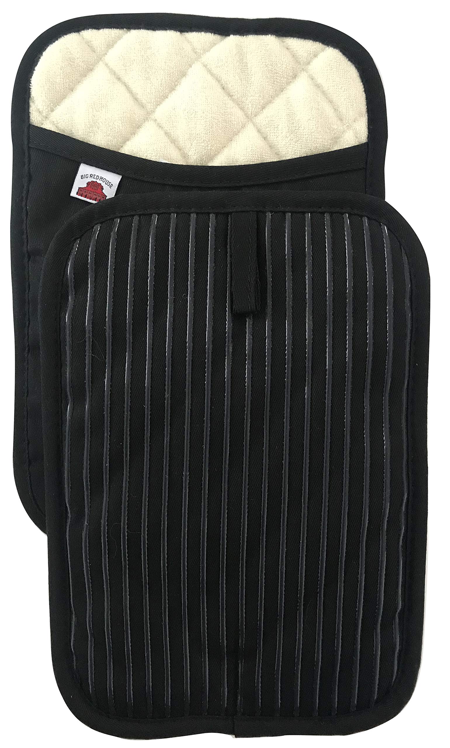 Big Red HousePot Holders for Kitchen Heat Resistant, Set of 2, Silicone Pot Holders for Kitchen and Baking, Black