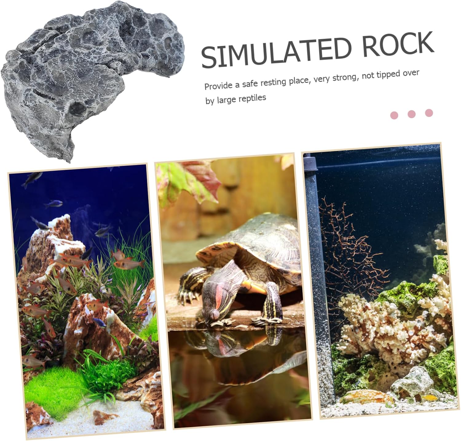 Turtle Basking Platform Realistic Resin Rock Terrace for Reptiles Multi-use Hideout Exercise Deck