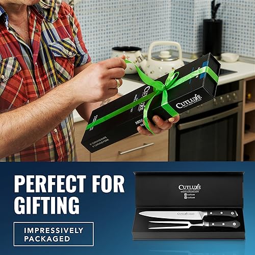 Miniatura 6 de Cutluxe Juego de cuchillos de trinchar  Tenedor y cuchillo de trinchar para carne, barbacoa, pechuga, pavo  Acero alemán de alta calidad afilado