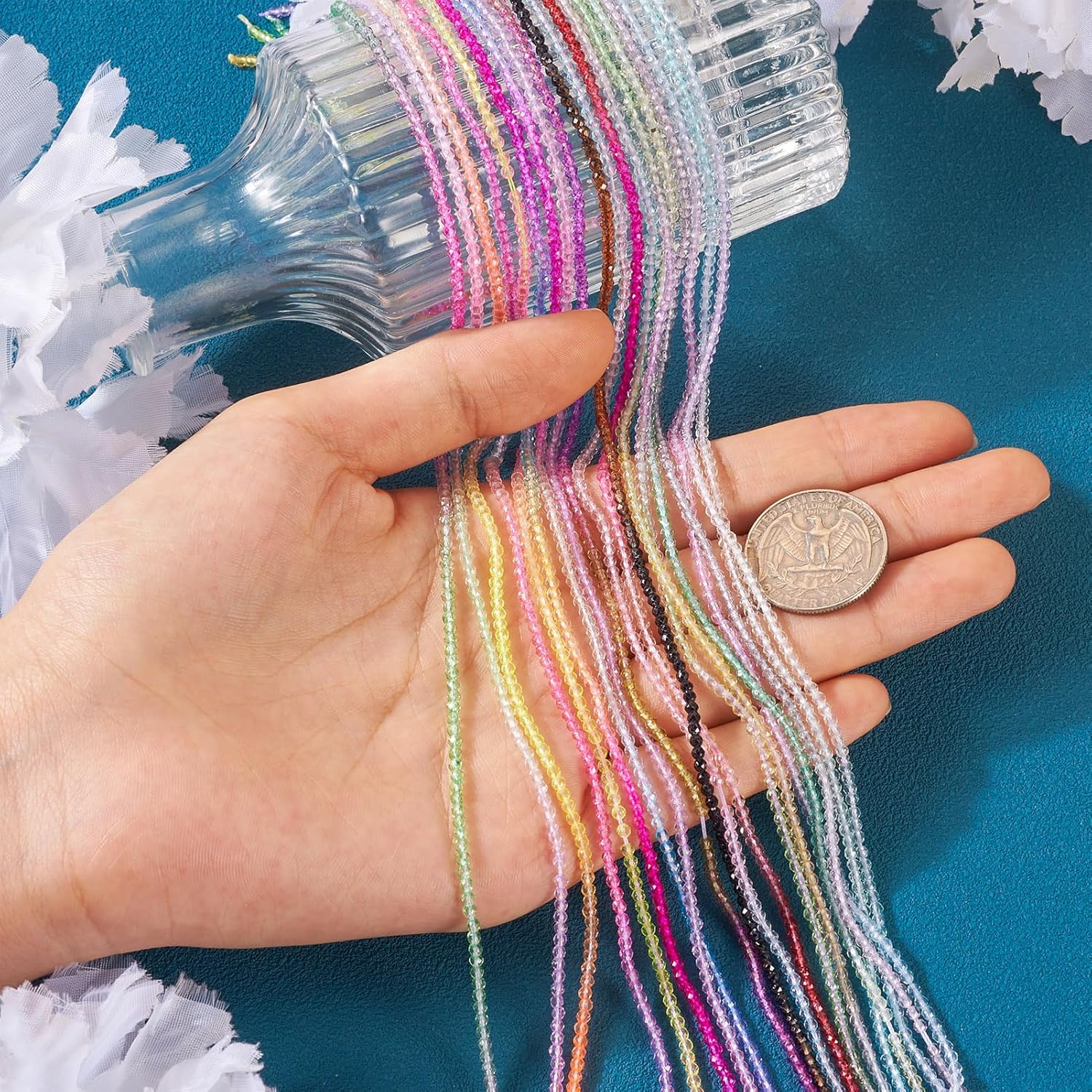 Cheriswelry 2mm Gradient Faceted Glass Beads Strands 20 Colors Transparent Crystal Round Spacer Beads for DIY Crafts Jewelry Making (20 Strands, About 3720Pcs) - Image 7