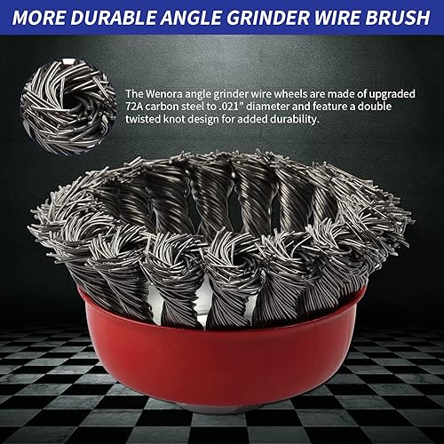 Miniatura 4 de Paquete de 3 cepillos de rueda de alambre para amoladora angular, rueda de alambre de amoladora angular de 4 pulgadas, ruedas de alambre para