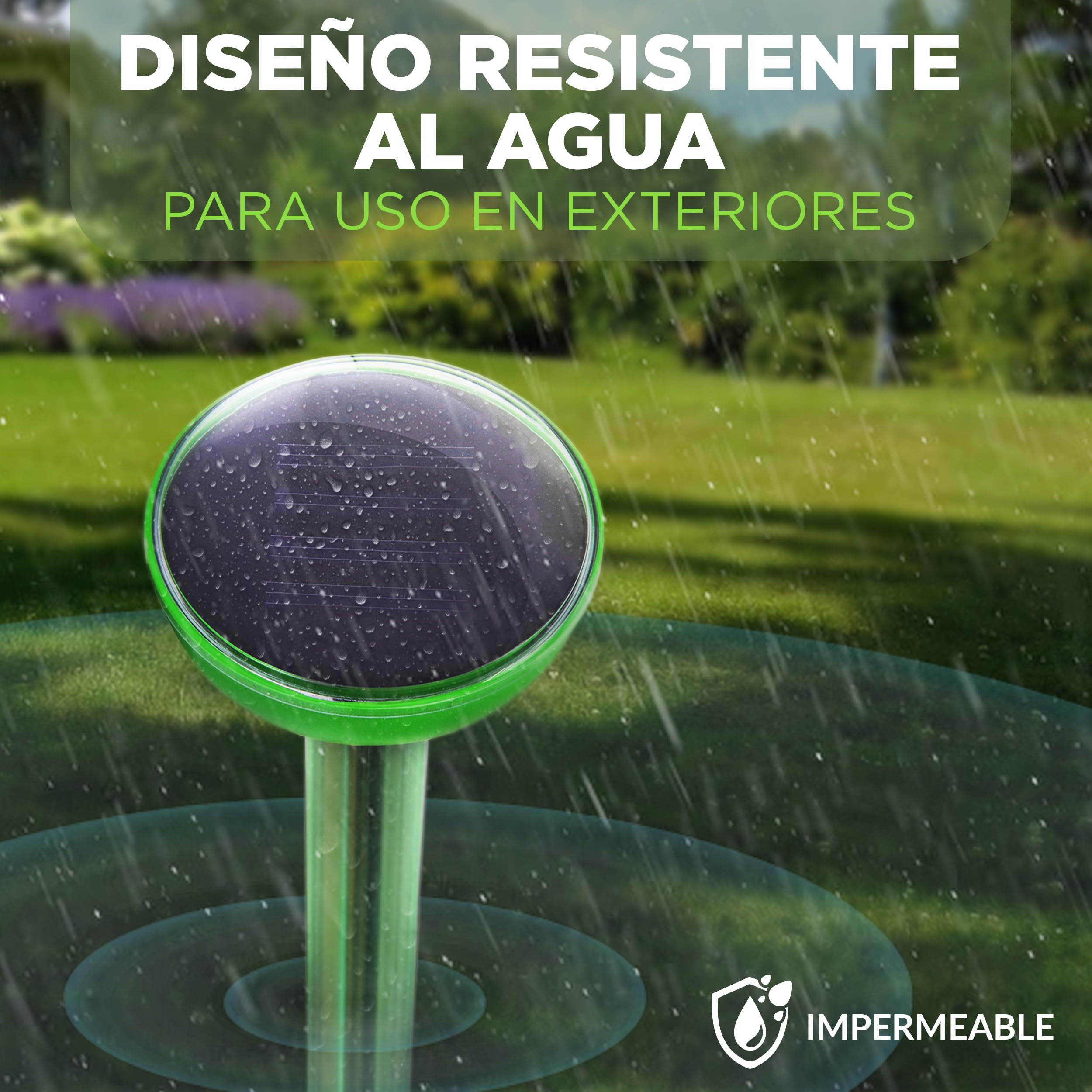 ISOTRONIC Repelente Solar para Topos, topillos y Serpientes – Incluye estaca para el Suelo – Alcance Efectivo de 700 m² (6 Unidades)