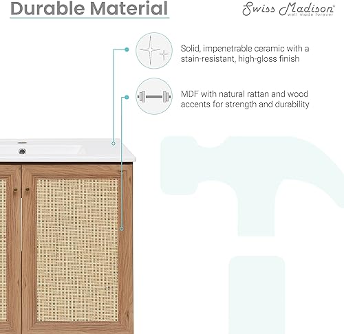 Vista 536 de Swiss Madison Classe - Lavabo de baño de roble de 24 pulgadas incluido