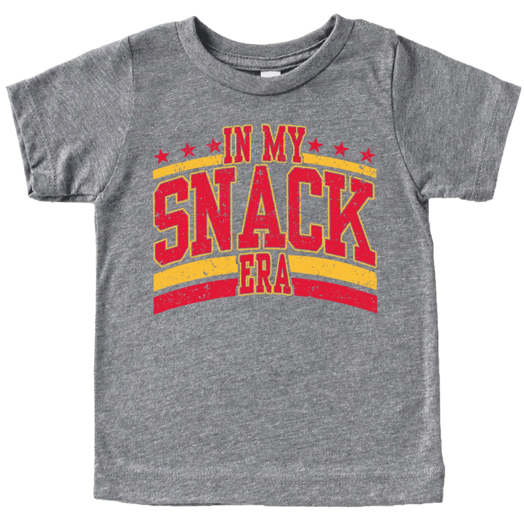 in My Snack Era Gold and Red Shirt for Toddlers and Kids Granite Heather Shirt 18 Months