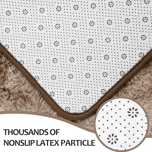 Miniatura 6 de Hutha Alfombras de área grande de 4 x 6 pulgadas para sala de estar alfombra moderna súper suave y esponjosa color marrón teñido anudado alfombras