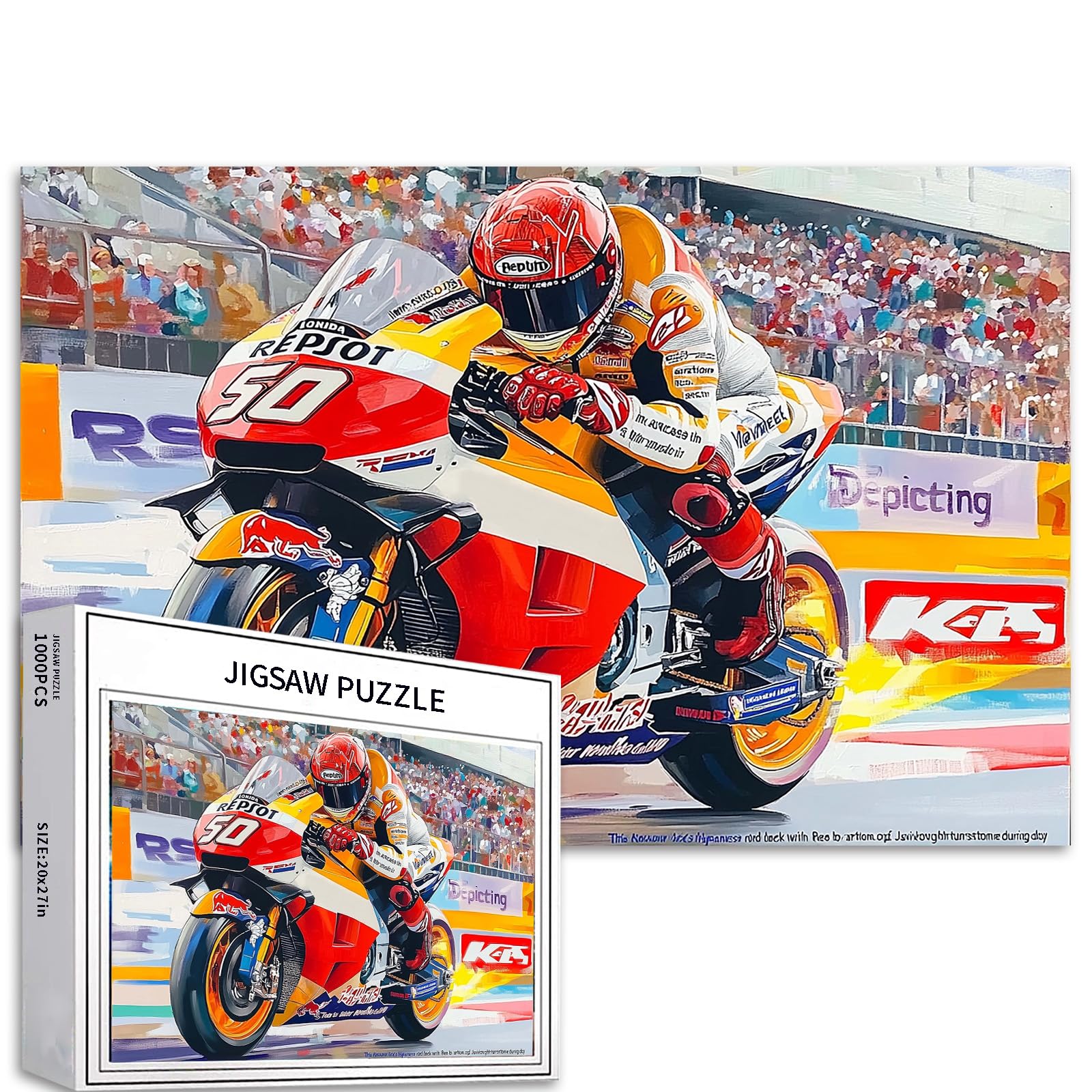 Sports Motorcycle 1000 Piece Jigsaw Puzzles for Adults Motorcycle Racing Puzzles Challenging Family Activity Games Colorful DIY HandworkCraft Puzzle for Home Decor Gifts 27×20 Inches