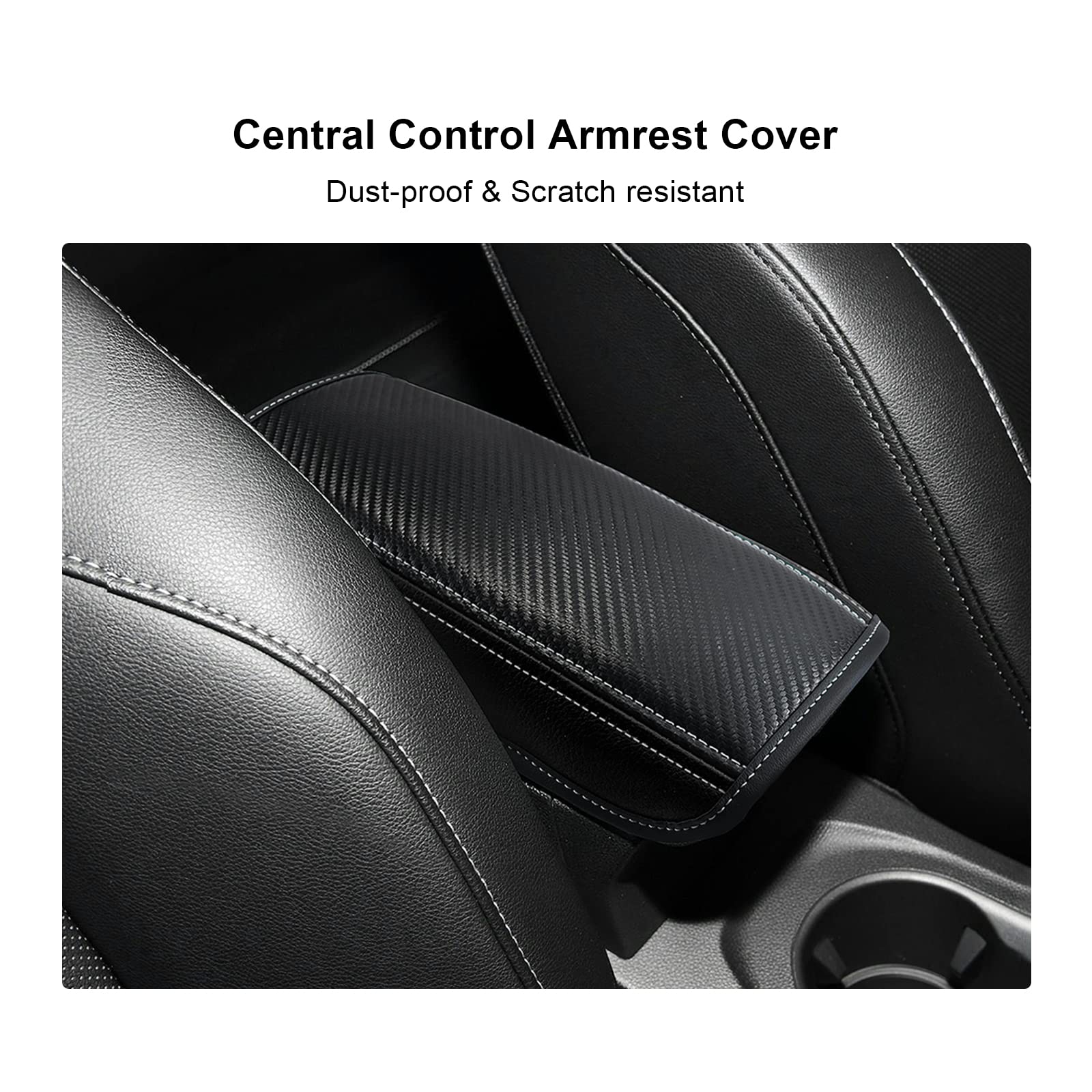BIXUAN compatibile con Renault Captur 2 2020-2023 2024 2025 Copertura per Braccioli Console Centrale Rivestimento Bracciolo Coperchio Accessori di Protezione in pelle Imbottitura in Fibra di Carbonio