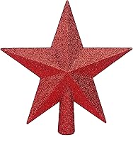Vista 15 de YYCRAFT Adorno de Estrella con Purpurina para la Punta del Árbol Decoración Navideña - 6 Pulgadas, Rojo