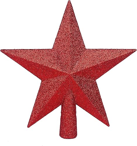 Miniatura 15 de YYCRAFT Adorno de Estrella con Purpurina para la Punta del Árbol Decoración Navideña - 6 Pulgadas, Rojo
