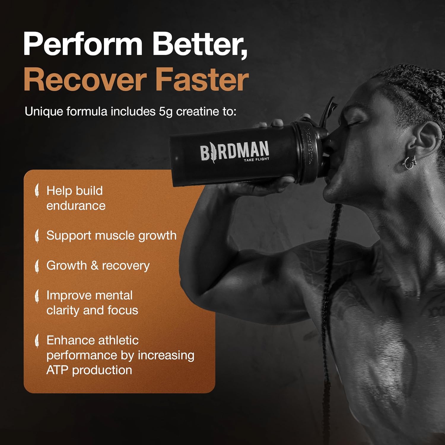 Birdman Falcon Performance Vegan Protein Powder, 31g Protein, 5g Creatine, 5g BCAA, Probiotics, Electrolytes, Pre Workout, Low Carb, Sugar Free & Dairy Free, Plant Based Chocolate Protein -19 servings - Image 6